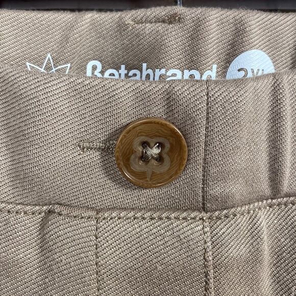 Betabrand Womens Bootcut Straight Leg Classic Yoga Tan Khaki Pull On Pants - Picture 9 of 13